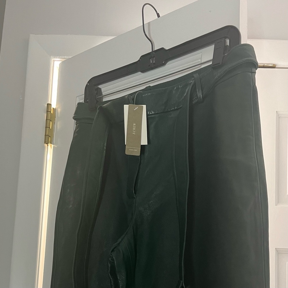 🦚 J. Crew Collection 100% Genuine Leather Hunter Green Pant - Picture 4 of 10